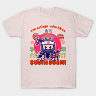 Kawaii Ninja Sushi Feast, Japanese Food T-Shirt